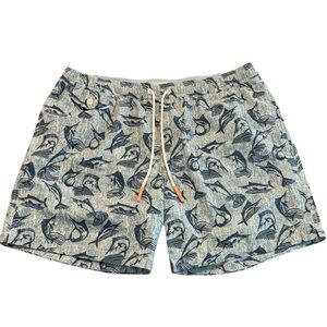BONOBOS Riviera Swordfish Print Swim Trunks Large